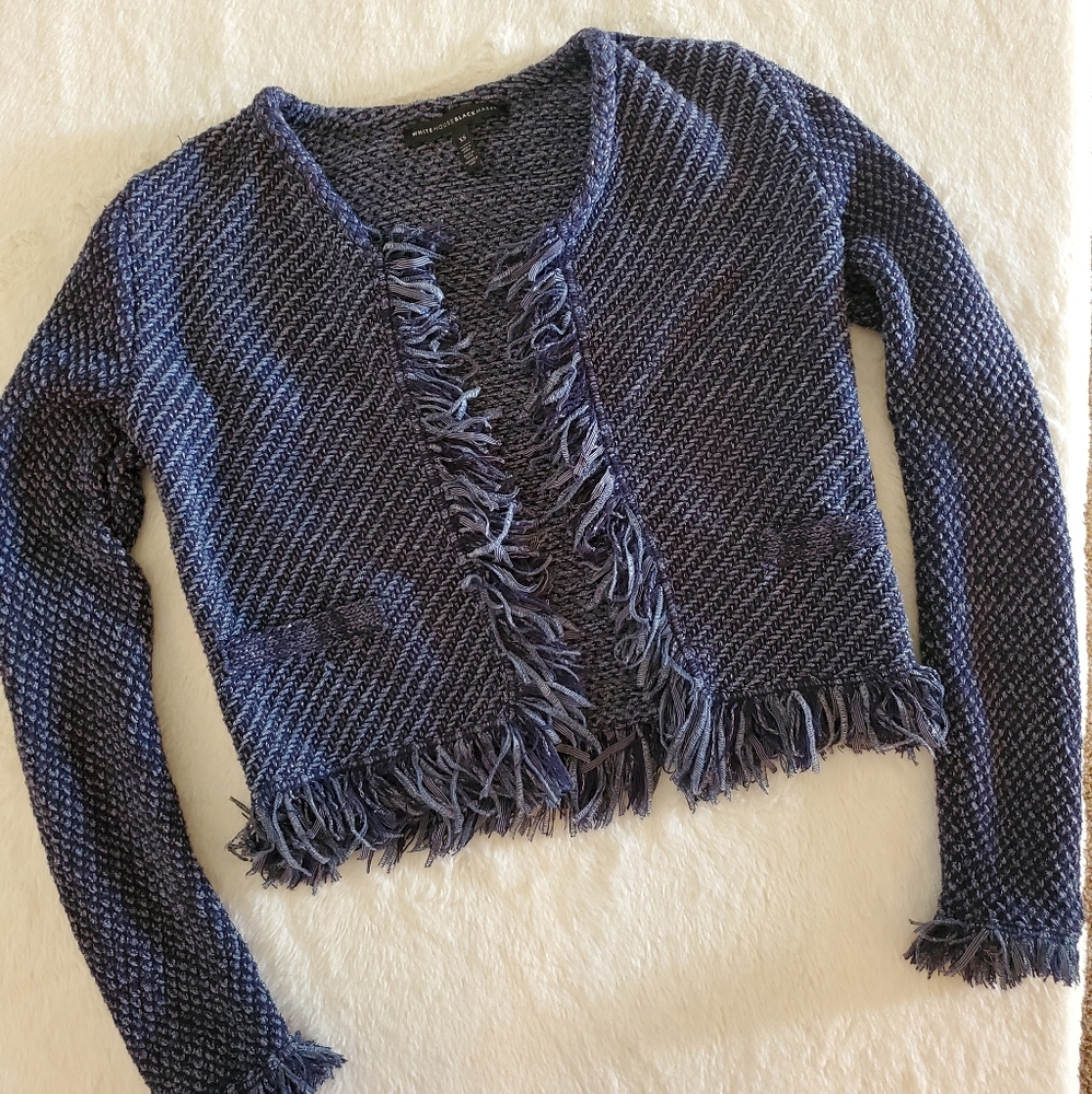White House Black Market Cropped Shag Sweater - Picture 2 of 9